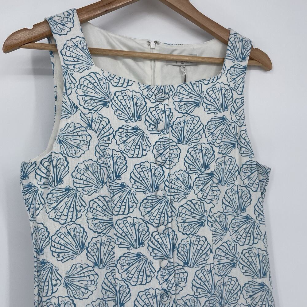 WAYF Sun Dress Coastal Beach Shell Vacation Womens Size M NWT Linen M Blue White - Picture 4 of 12